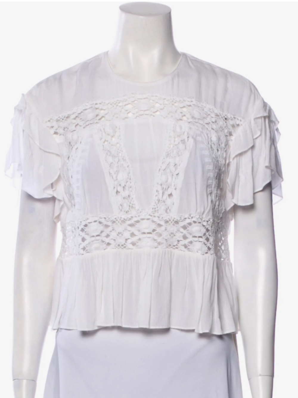 Iro Boho White Top with Lace Detail Size XS
